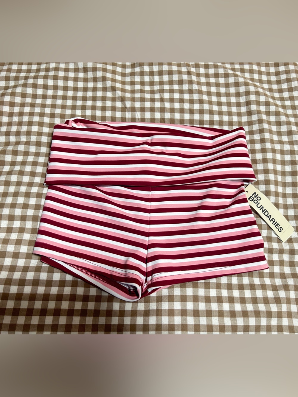 No Boundaries Pink and White Striped Girls Shorts